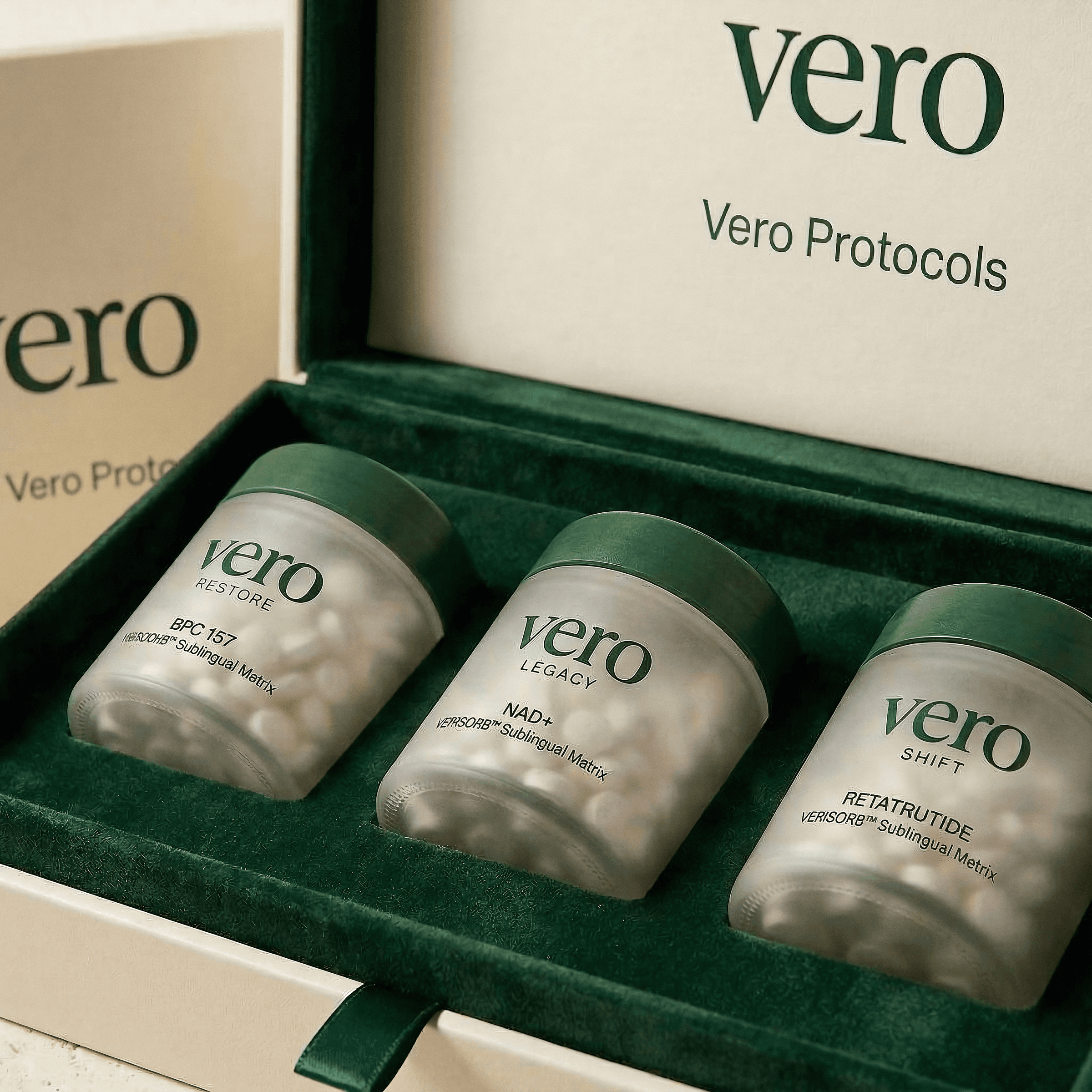 VERO Protocol Collection Box Display with three jars